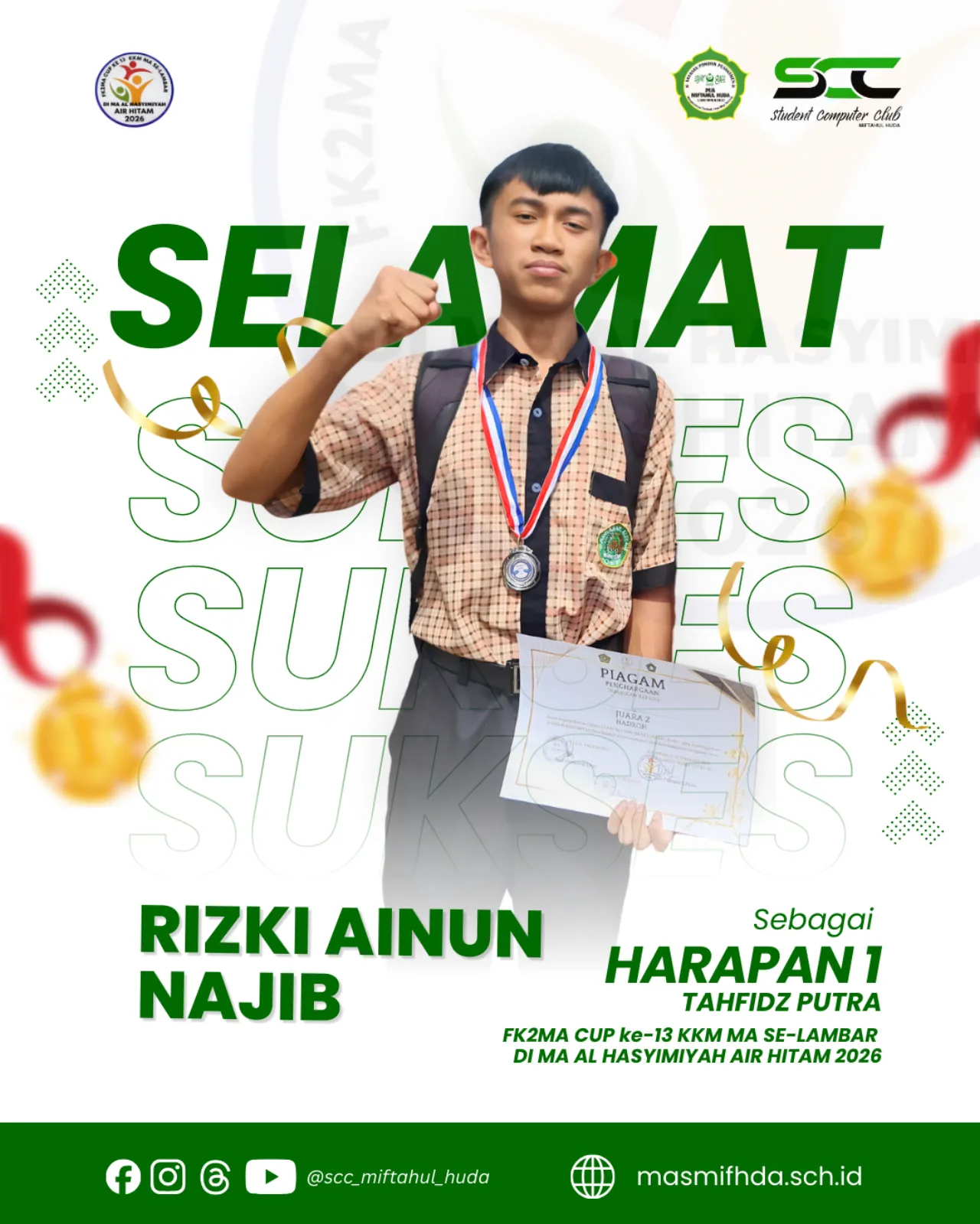 Tahfidz Putra MA Miftahul Huda Raih Prestasi di FK2MA Cup ke 13 KKM MA se Lambar 2026