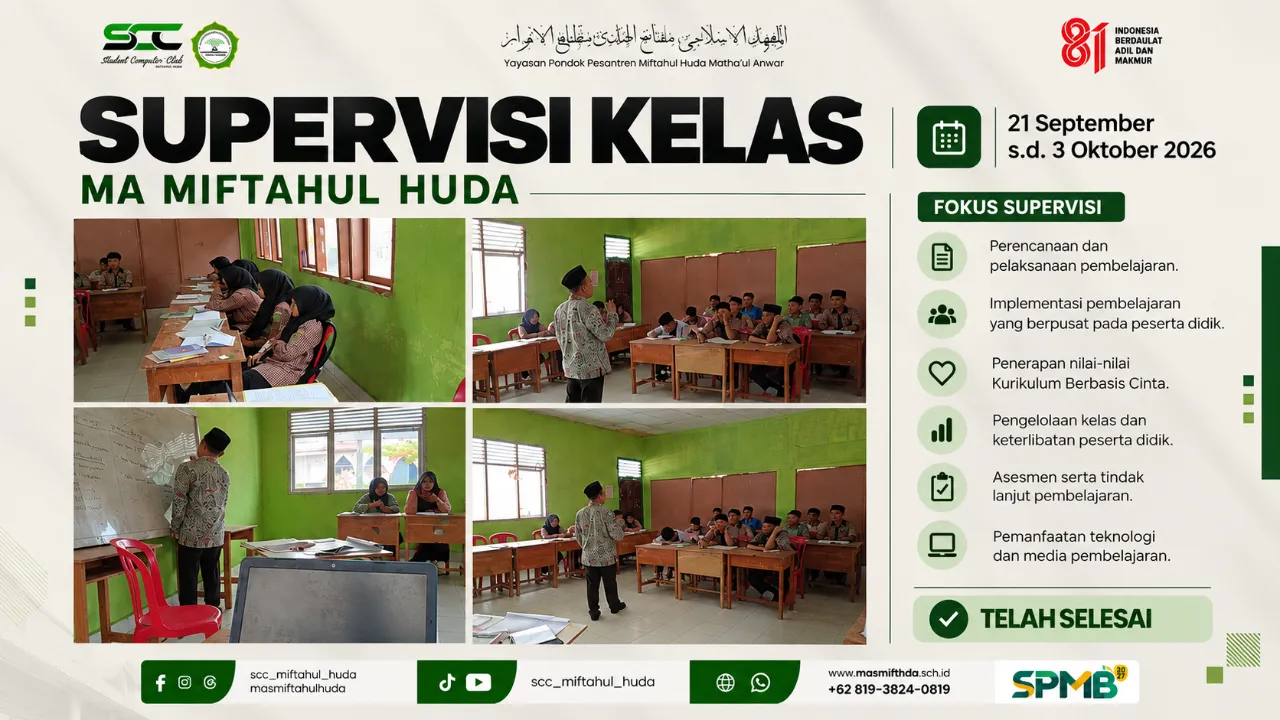 Supervisi 2026 Selesai! MA Miftahul Huda Sukses Lahirkan Guru Inovatif